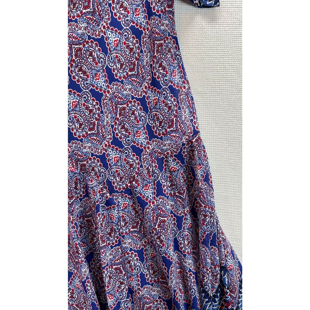Rabbit Rabbit Rabbit Designs Boho Paisley Cold Shoulder Ruffle Midi Dress Size 8 - Picture 9 of 11
